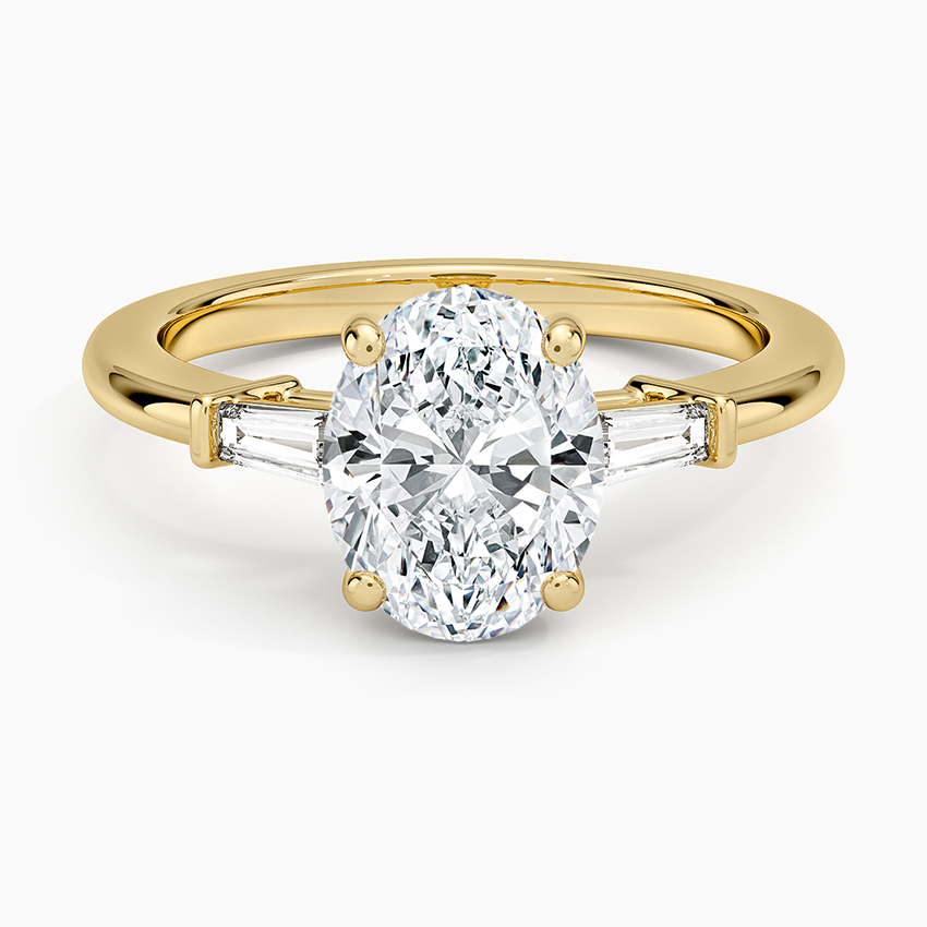 Symphony Tapered Baguette Three Stone Diamond Ring (1/5 ct. tw.) - Oval Cut Center Stone