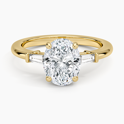 Symphony Tapered Baguette Three Stone Diamond Ring (1/5 ct. tw.) - Oval Cut Center Stone