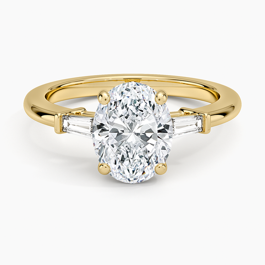 Symphony Tapered Baguette Three Stone Diamond Ring (1/5 ct. tw.) - Oval Cut Center Stone