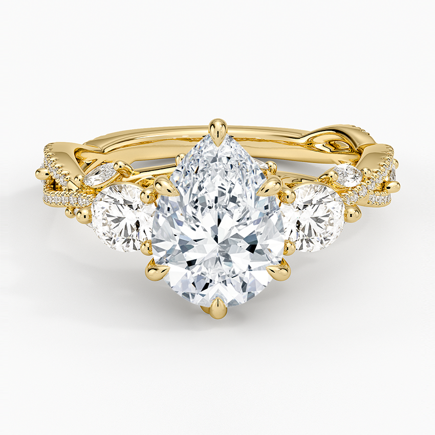 Luxe Secret Garden Three Stone Diamond Ring (1 ct. tw.) - Pear Center Stone