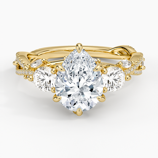 Luxe Secret Garden Three Stone Diamond Ring (1 ct. tw.) - Pear Center Stone