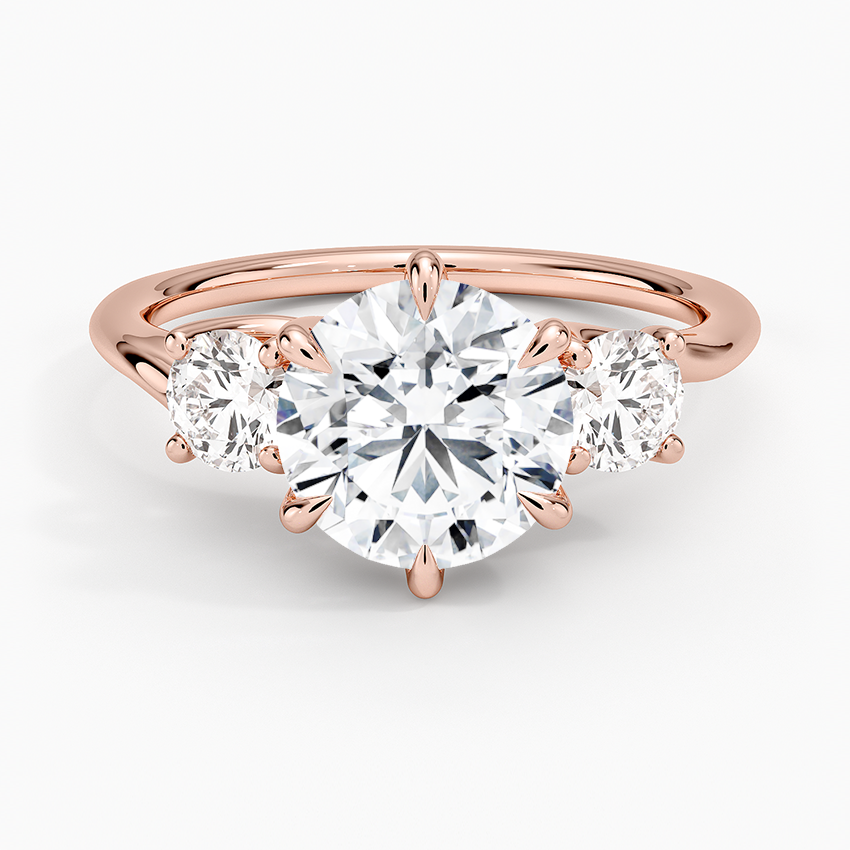 Luxe Delilah Three Stone Diamond Ring - Round Center Stone