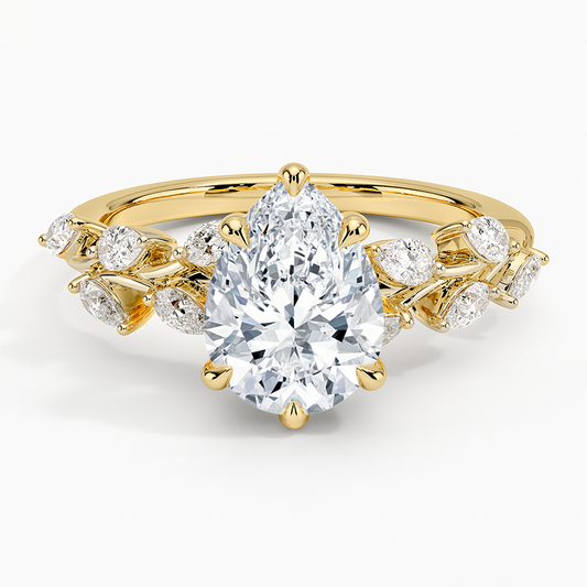 Amaranta Diamond Ring (1/2 ct. tw.) - Pear Cut Center Stone