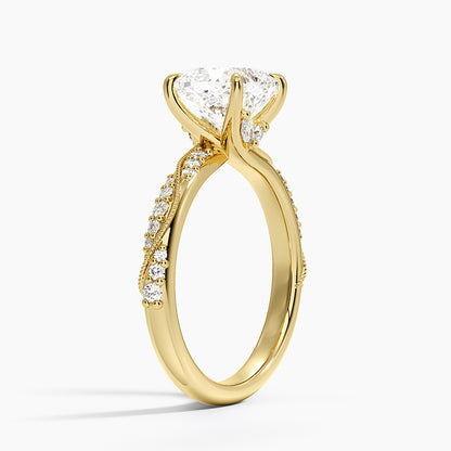 Camellia Hidden Accent 2.5mm Diamond Ring - Cushion Cut Center Stone