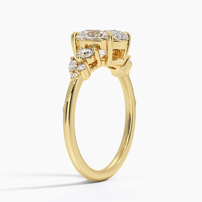 Camellia Three Stone Diamond Ring (1/3 ct. tw.) - Oval Cut Center Stone