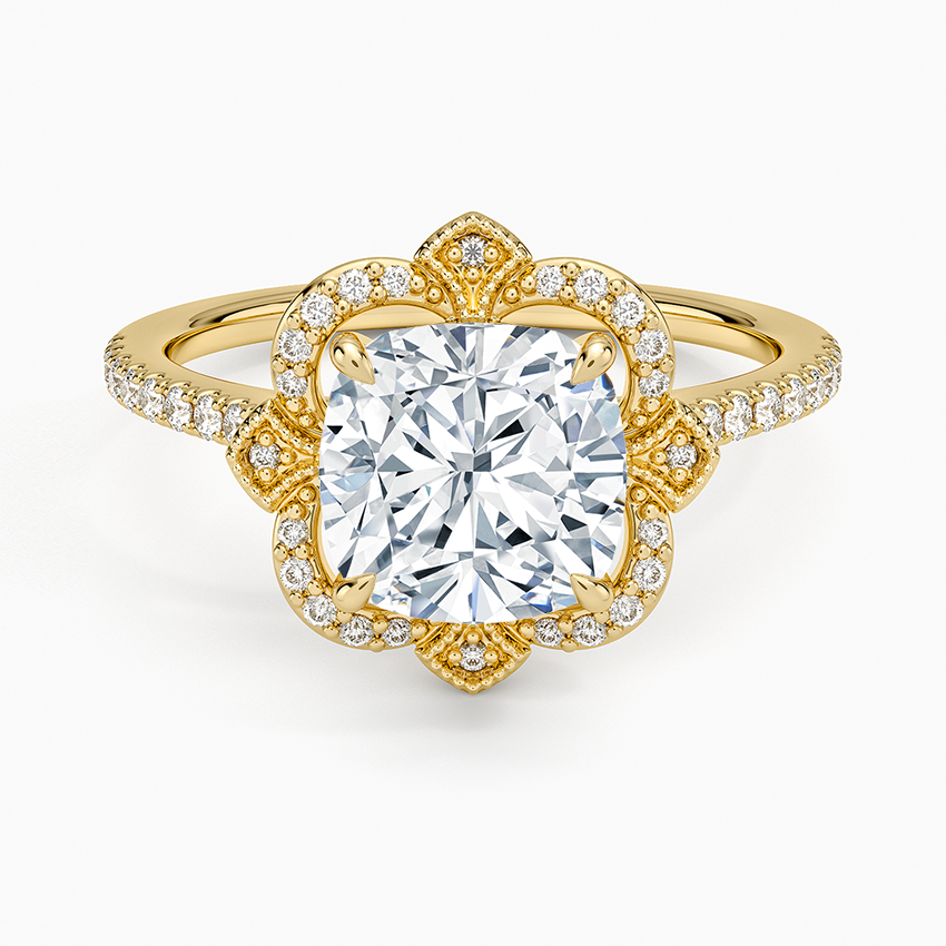 Reina Halo Diamond Ring - Cushion Cut Center Stone