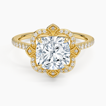 Reina Halo Diamond Ring - Cushion Cut Center Stone