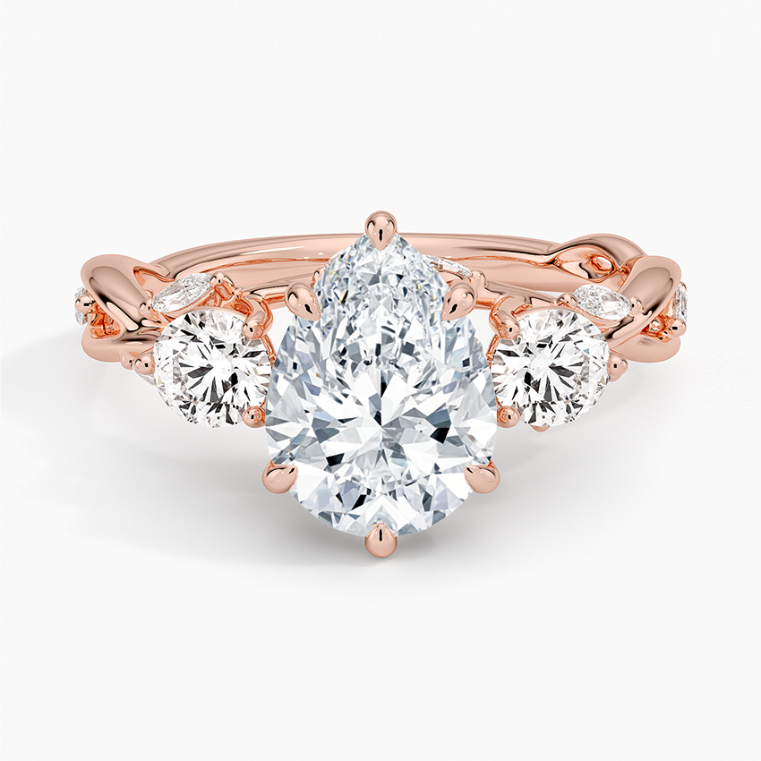 Secret Garden Three Stone Diamond Ring (3/4 ct. tw.) - Pear Center Stone