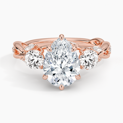 Secret Garden Three Stone Diamond Ring (3/4 ct. tw.) - Pear Center Stone