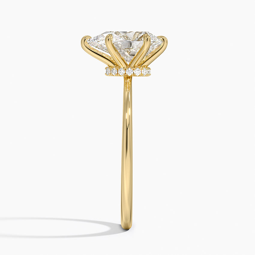 Petite Secret Halo Diamond Ring - Pear Center Stone