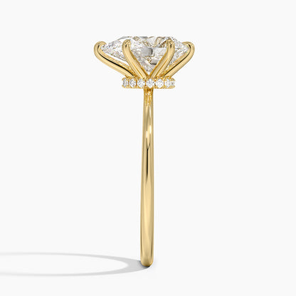 Petite Secret Halo Diamond Ring - Pear Center Stone