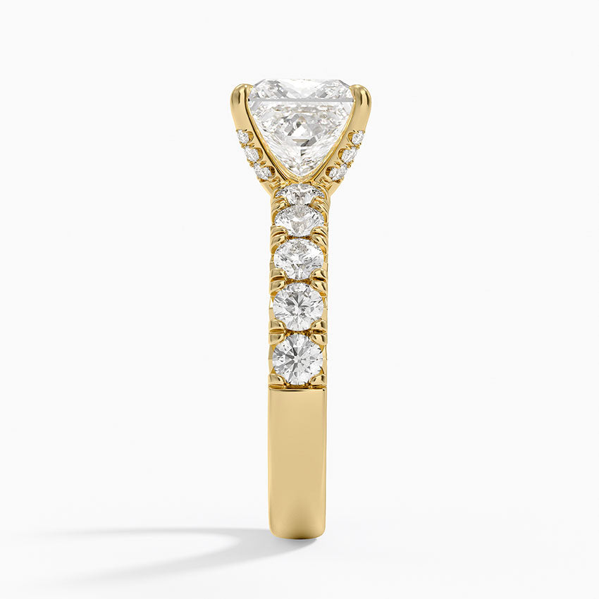 Ellora Half Coverage Diamond Ring - Princess Cut Center Stone