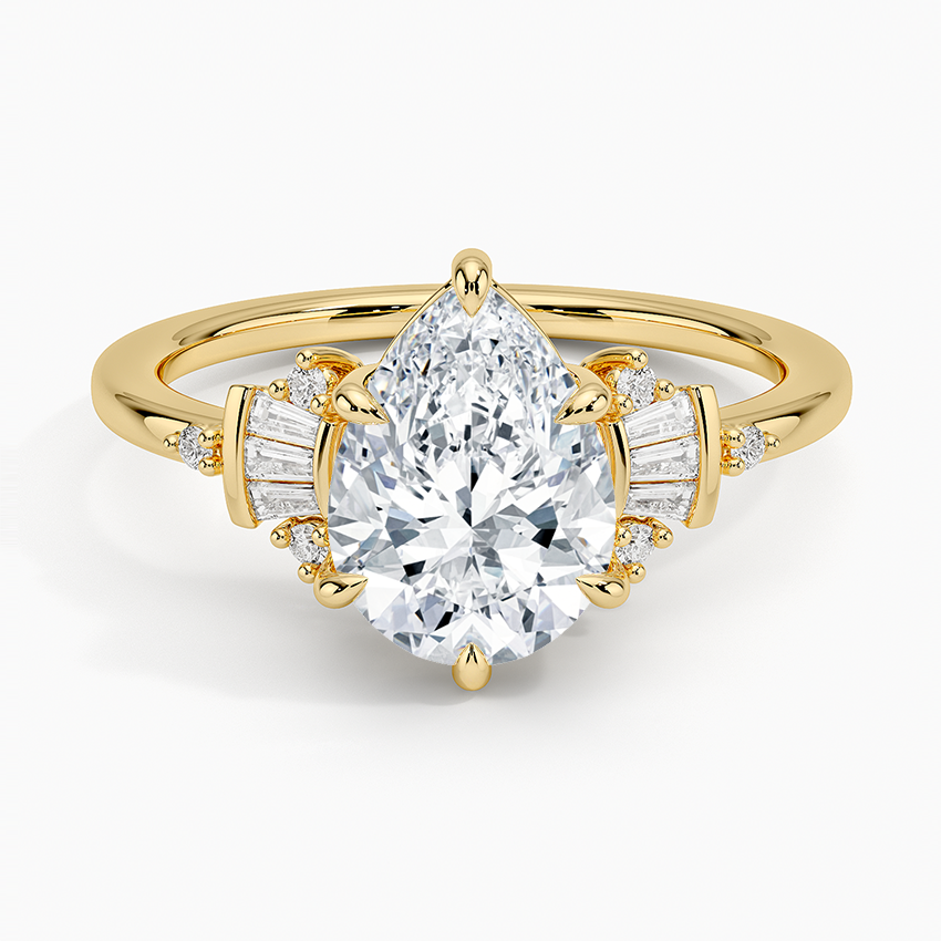 Daphne Art Deco Ring (1/8 ct. tw.) - Pear Cut Center Stone