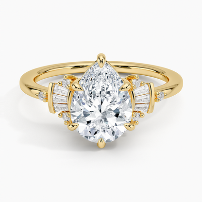 Daphne Art Deco Ring (1/8 ct. tw.) - Pear Cut Center Stone