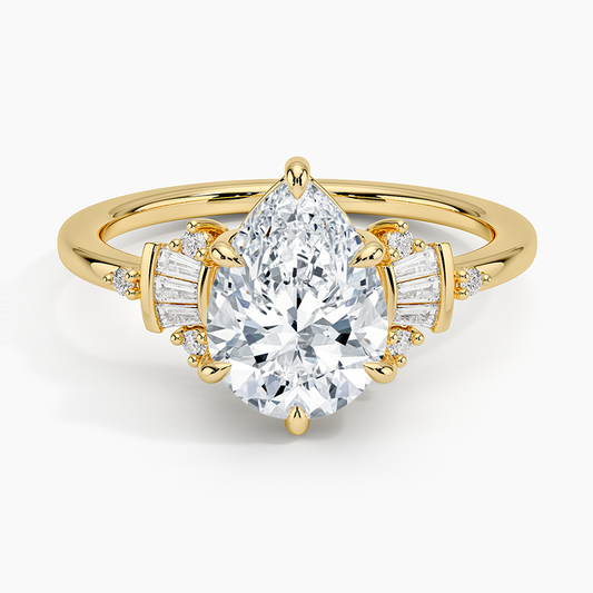 Daphne Art Deco Ring (1/8 ct. tw.) - Pear Cut Center Stone