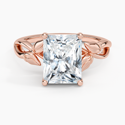 Budding Willow Solitaire Ring - Radiant Cut Center Stone