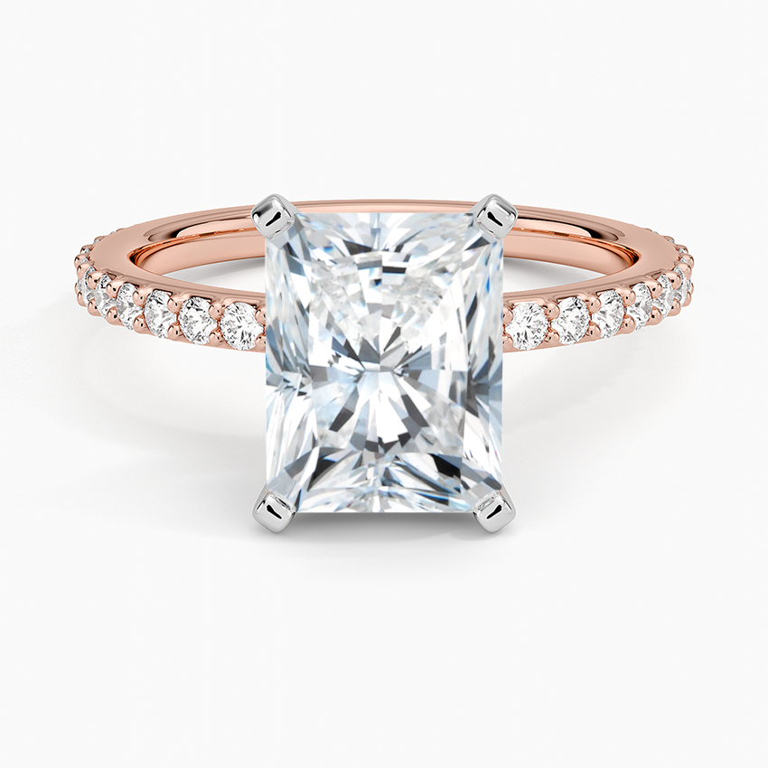 Petite Shared Prong Three-Quarter Coverage Diamond Ring (1/3 ct. tw.) - Radiant Cut Center Stone