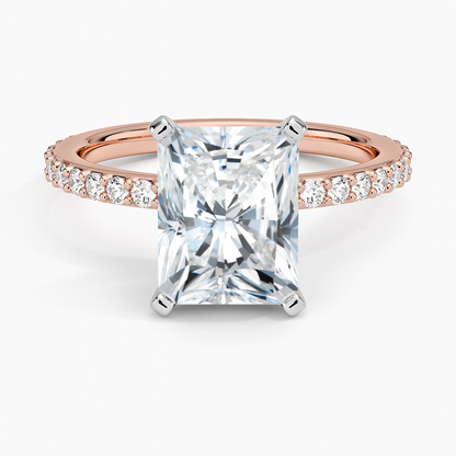 Petite Shared Prong Three-Quarter Coverage Diamond Ring (1/3 ct. tw.) - Radiant Cut Center Stone