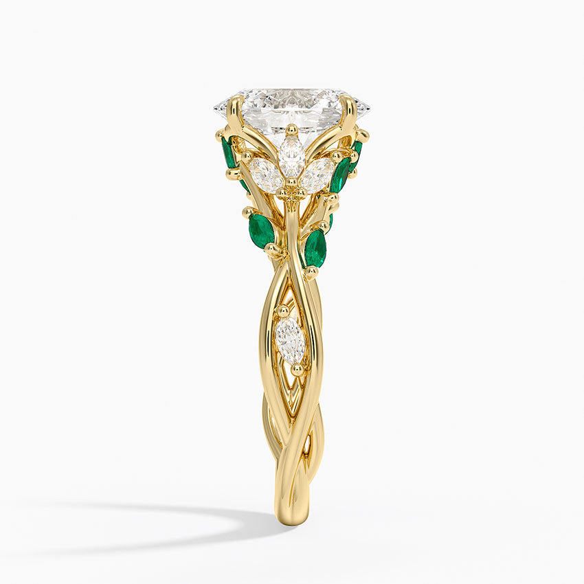 Secret Garden Lab Emerald and Diamond Ring (1/4 ct. tw.) - Oval Cut Center Stone