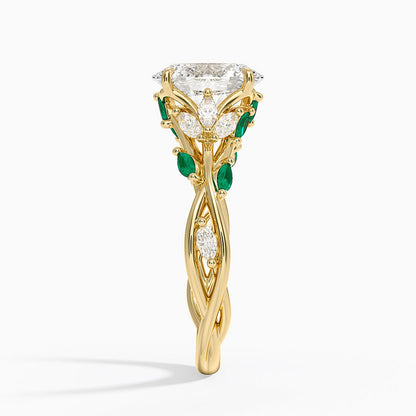 Secret Garden Lab Emerald and Diamond Ring (1/4 ct. tw.) - Oval Cut Center Stone