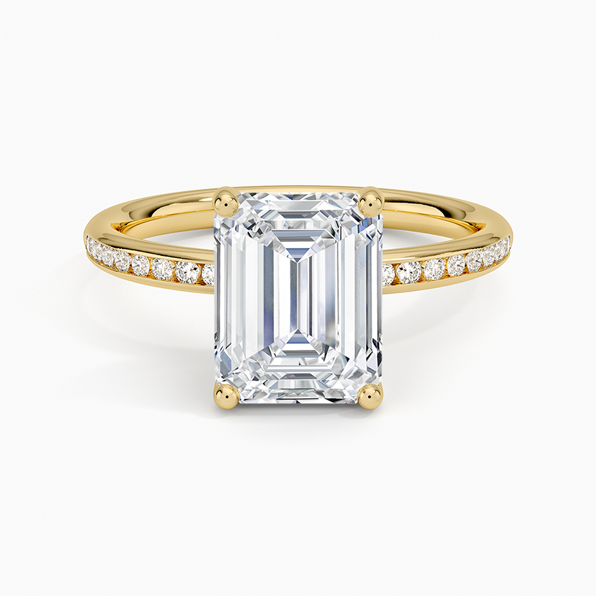 Tabitha Channel Set Diamond Ring - Emerald Cut Center Stone