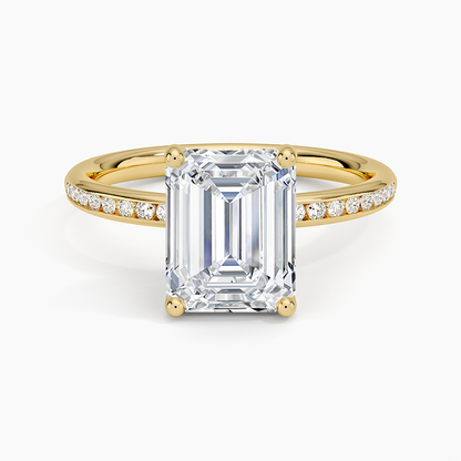Tabitha Channel Set Diamond Ring - Emerald Cut Center Stone