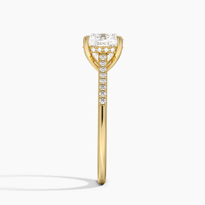 Lissome Half Coverage Diamond Ring - Cushion Cut Center Stone
