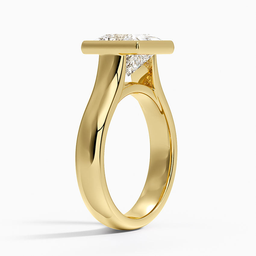 Luna 4mm Bezel Ring - Princess Cut Center Stone
