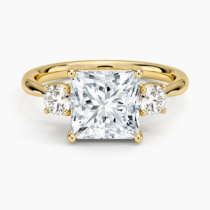 Selene Three Stone Diamond Ring (1/3 ct. tw.) - Princess Cut Center Stone
