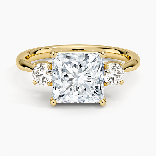 Selene Three Stone Diamond Ring (1/3 ct. tw.) - Princess Cut Center Stone