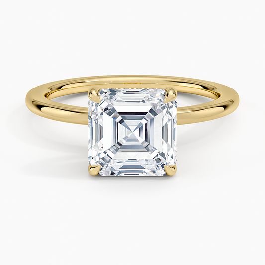 Audrey Perfect Fit Hidden Halo 1.4mm Diamond Ring - Asscher Cut Center Stone
