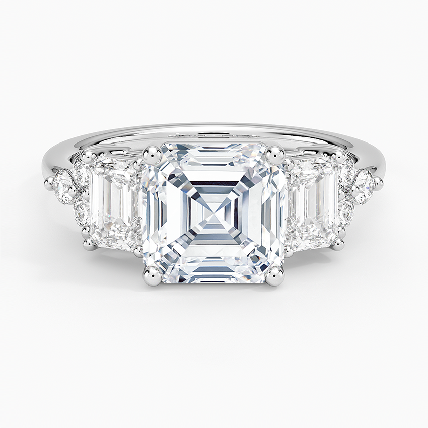 Sabine Cluster Diamond Ring (1 ct. tw.) - Asscher Cut Center Stone