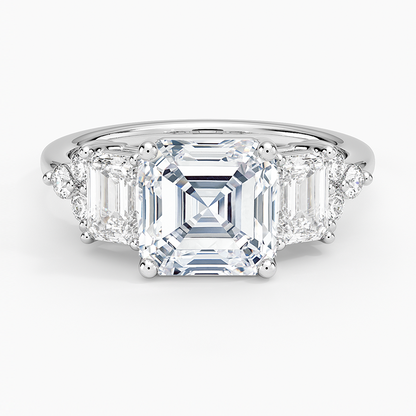 Sabine Cluster Diamond Ring (1 ct. tw.) - Asscher Cut Center Stone