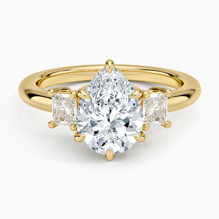 Helena Radiant-Cut Three Stone Diamond Ring (3/8 ct. tw.) - Pear Center Stone