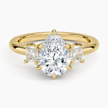 Helena Radiant-Cut Three Stone Diamond Ring (3/8 ct. tw.) - Pear Center Stone