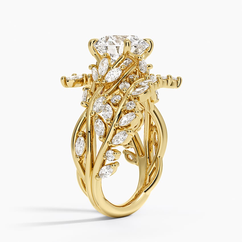 Secret Garden Wrap Diamond Ring - Round Center Stone