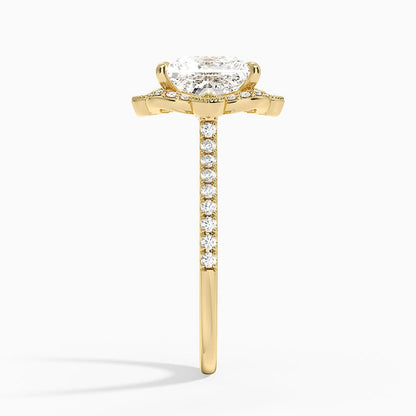 Reina Halo Diamond Ring - Princess Cut Center Stone