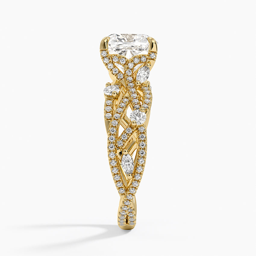 Grand Secret Garden Diamond Ring - Cushion Cut Center Stone