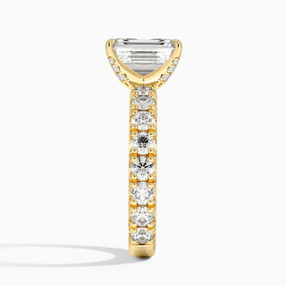 Ellora Three-Quarter Coverage Diamond Ring - Emerald Cut Center Stone