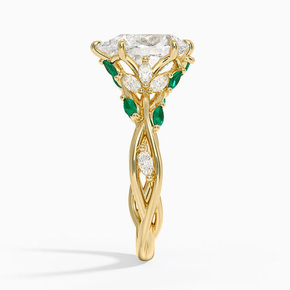Secret Garden Lab Emerald and Diamond Ring (1/4 ct. tw.) - Pear Cut Center Stone