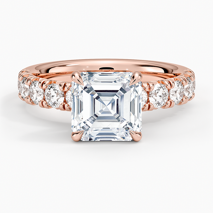 Ellora Half Coverage Diamond Ring - Asscher Cut Center Stone