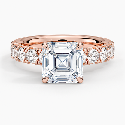 Ellora Half Coverage Diamond Ring - Asscher Cut Center Stone