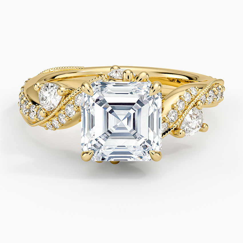 Grand Camellia Diamond Ring - Asscher Cut Center Stone