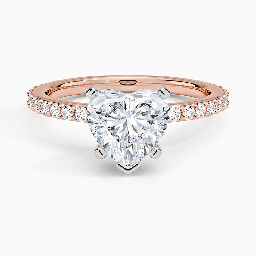 Petite Shared Prong Three-Quarter Coverage Diamond Ring (1/3 ct. tw.) - Heart Center Stone