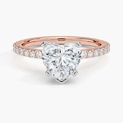 Petite Shared Prong Three-Quarter Coverage Diamond Ring (1/3 ct. tw.) - Heart Center Stone