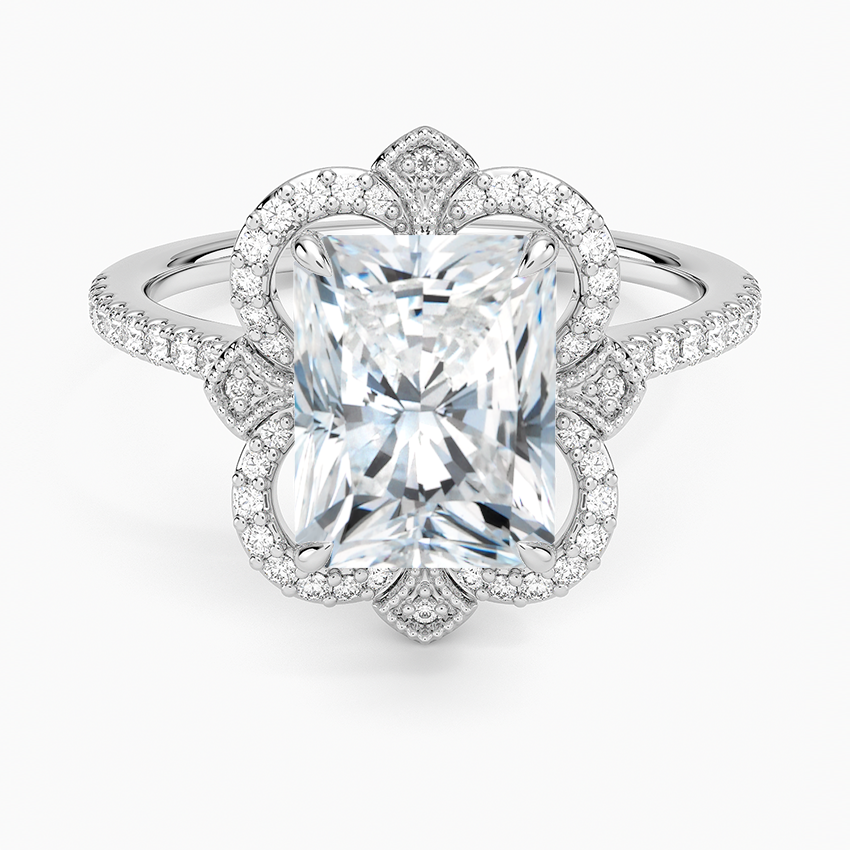 Reina Halo Diamond Ring - Radiant Cut Center Stone