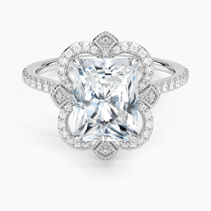 Reina Halo Diamond Ring - Radiant Cut Center Stone