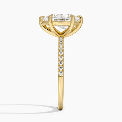 Perfect Fit Half Coverage Diamond Ring - Pear Cut Center Stone