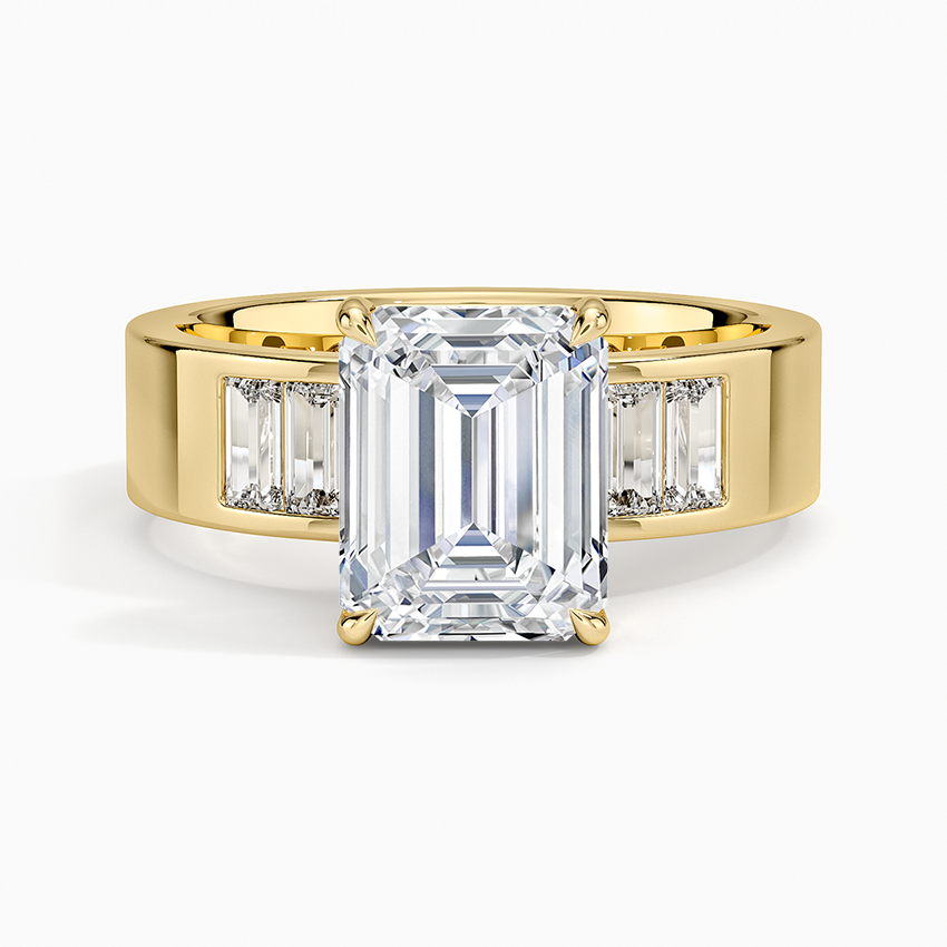 Peyton 5mm Channel-Set Diamond Ring - Emerald Cut Center Stone
