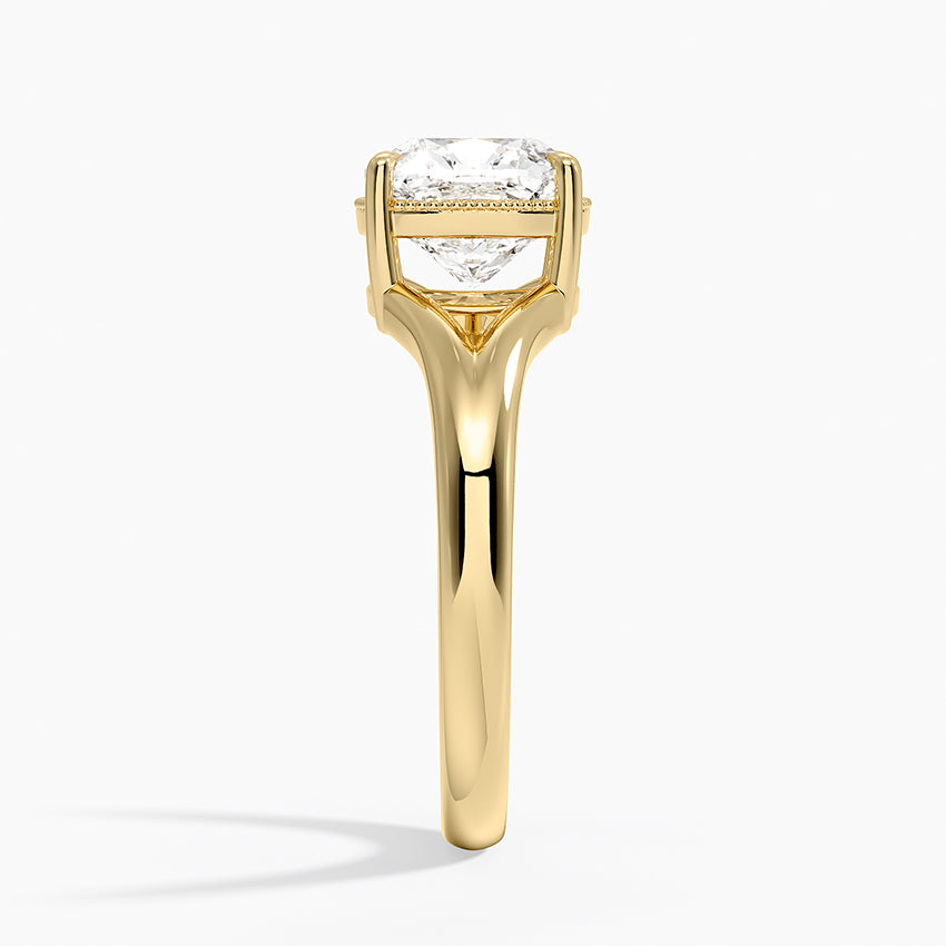 Cora Split Shank Solitaire Ring - Cushion Cut Center Stone